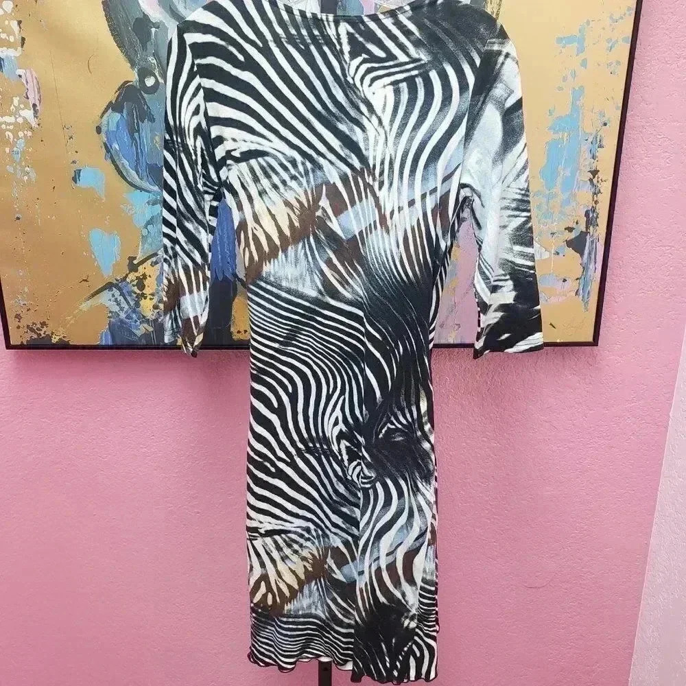 Joseph Ribkoff Faux Wrap Zebra/Animal Print Dress - Picture 3 of 3